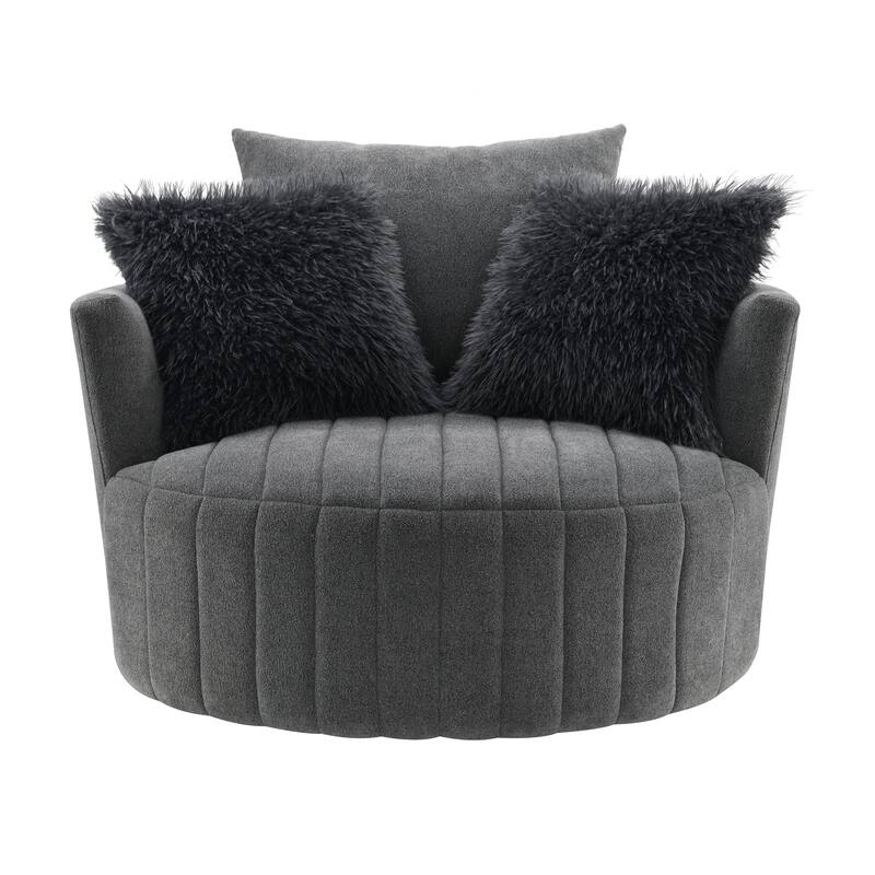 Furniture of America Arven Modern 45-inch Fabric Vertical Channel Swivel Accent Chair