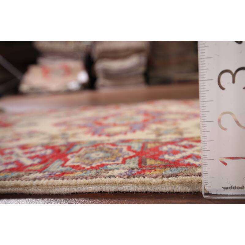 Geometric Kazak Oriental Foyer Rug Handmade Traditional Wool Carpet - 1'10" x 3'2"