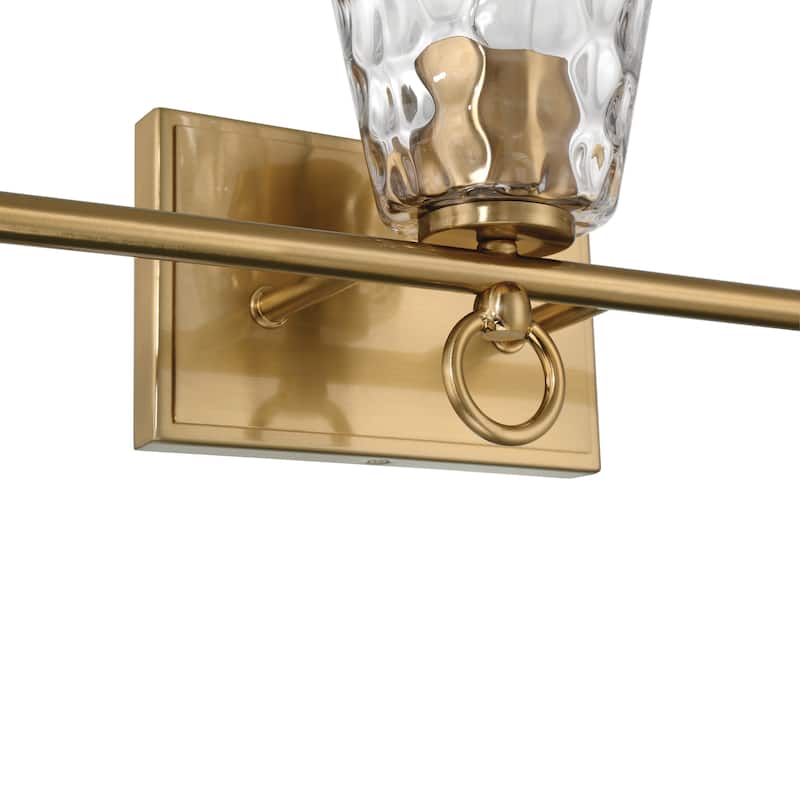 Imogen Metal and Hammered Water Glass 3-Light Vanity Light - 24.0"L x 6.5"W x 9.3"H