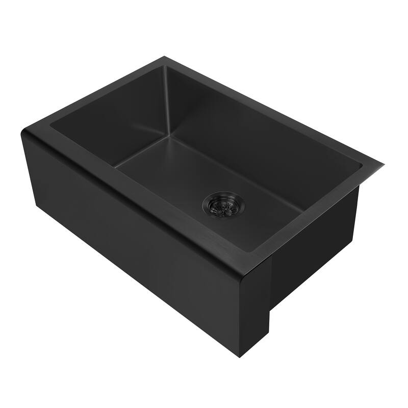 Whitehaus Noah Plus 30" Single Basin Kitchen Sink Set for Undermount - Matte Black