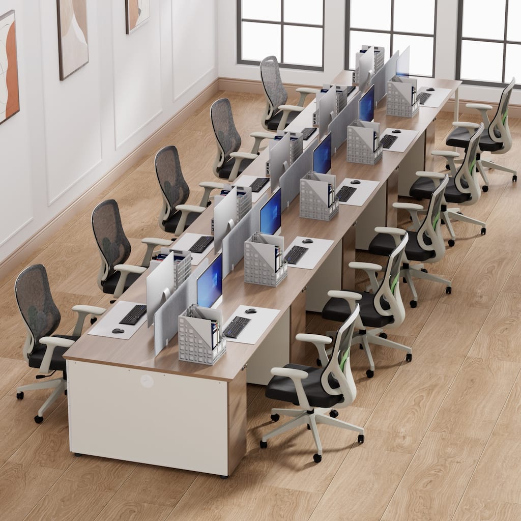 10 Person Attachable Workstation Desks with Chairs Combination