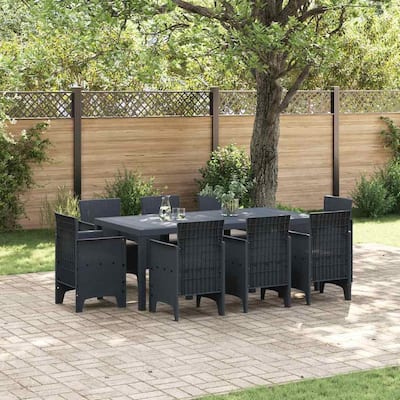 vidaXL Garden Dining Set 7/9 pcs Anthracite/Brown Polt rattan - 200 x 100 x 73 cm