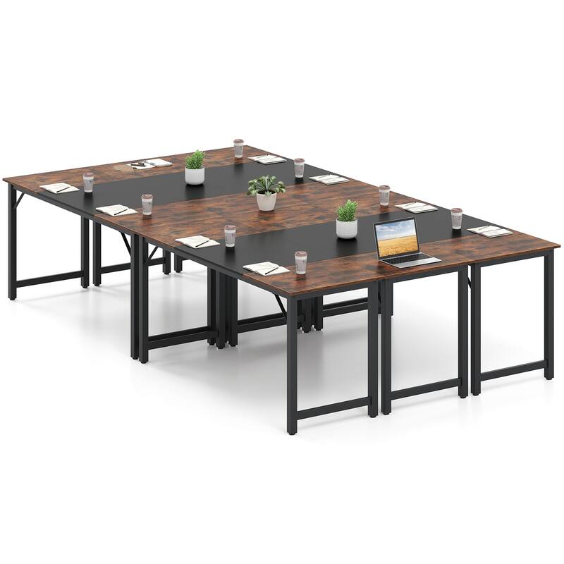 Gymax 6 PCS 63'' Computer Desk Modern Industrial Office Desk w/ Metal - Brown