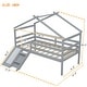preview thumbnail 2 of 11, Twin Low Loft House Bed with Slide, Ladder, Safety Guardrails, House Roof Frame