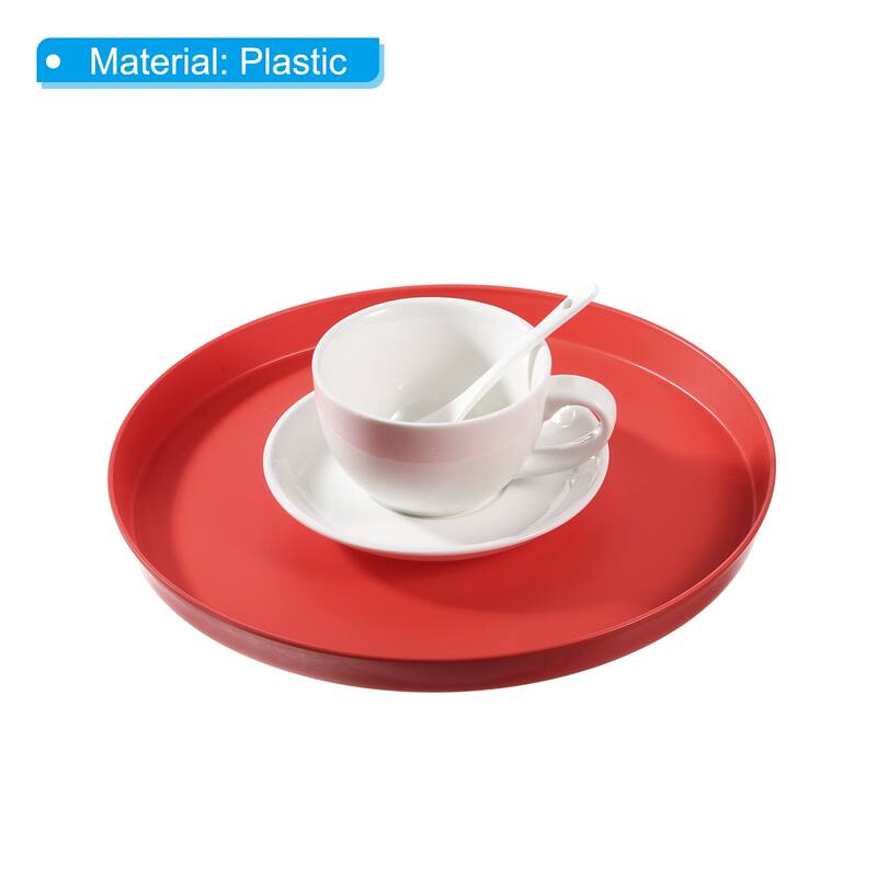 11.5" x 1" Round Restaurant Serving Trays, 2 Pack Food Service Tray, Red