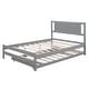 preview thumbnail 9 of 7, Grey Wood Full Size Platform Bed with Adjustable Trundle