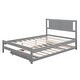 preview thumbnail 9 of 32, Full Size Platform Bed with Adjustable Trundle and Headboard, Grey