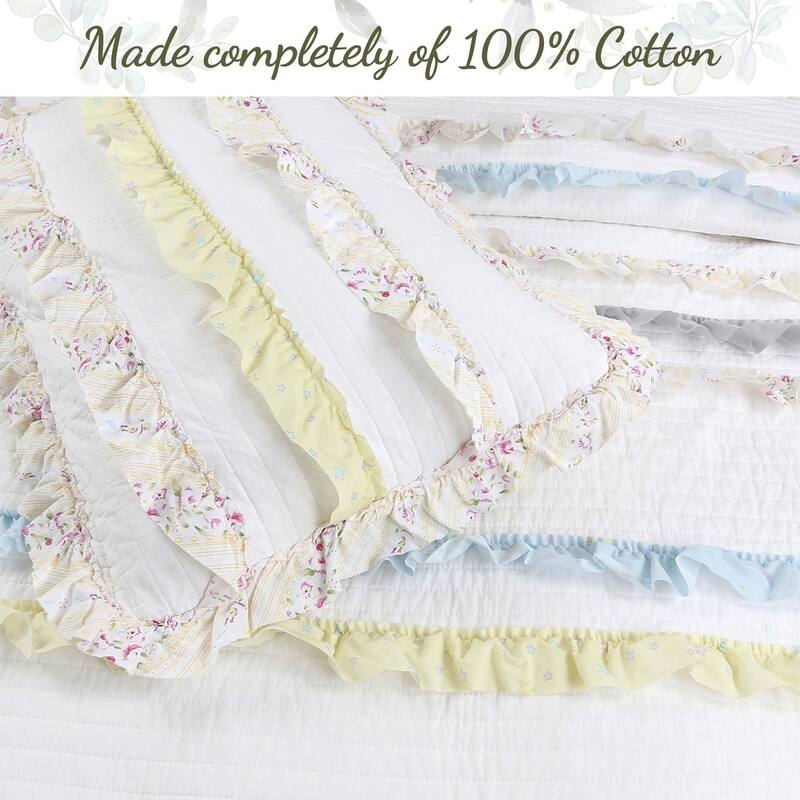 Cozy Line Tessa Ruffle Reversible Cottton Quilt Bedding Set