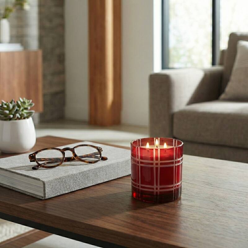 Decorative Glass Wax Warm Vanilla Scented Candle - 4", Red & White - 4.0"