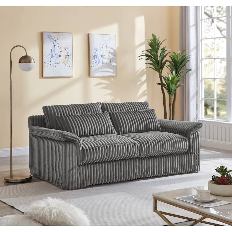 2-Seater Sofa Couch, Cloud Corduroy Loveseat Sofa, Plush Recliner Sofa Chaise Lounge Sofa with Removable Covers