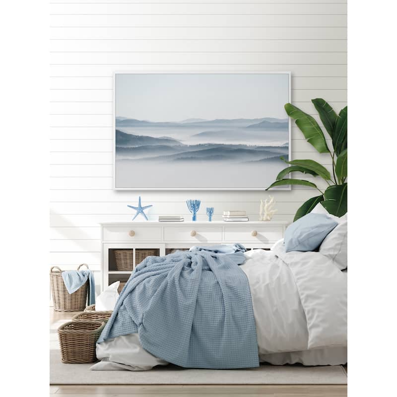 Foggy Mountain View Floater Framed Print on Canvas