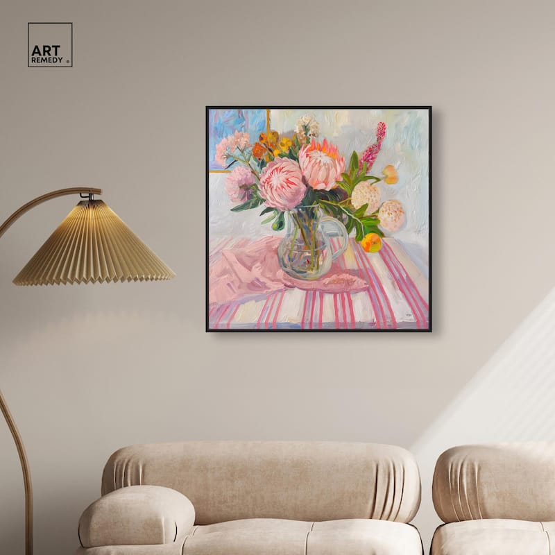 Pink Protea Pitcher Canvas by Art Remedy