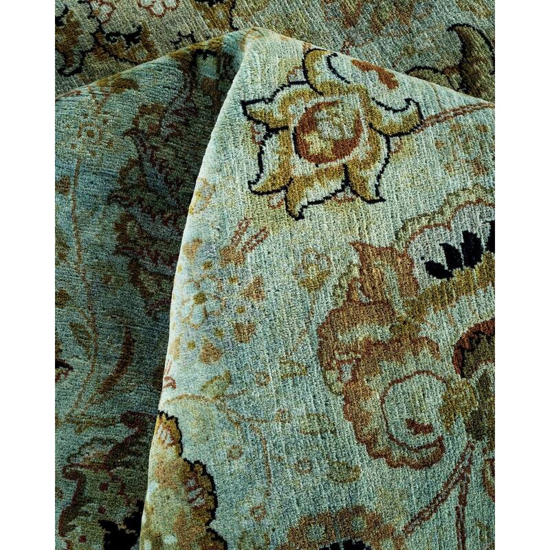 Overton Hand Knotted Wool Vintage Inspired Modern Contemporary Overdyed Gray Square Area Rug - 9' 1" x 9' 1"