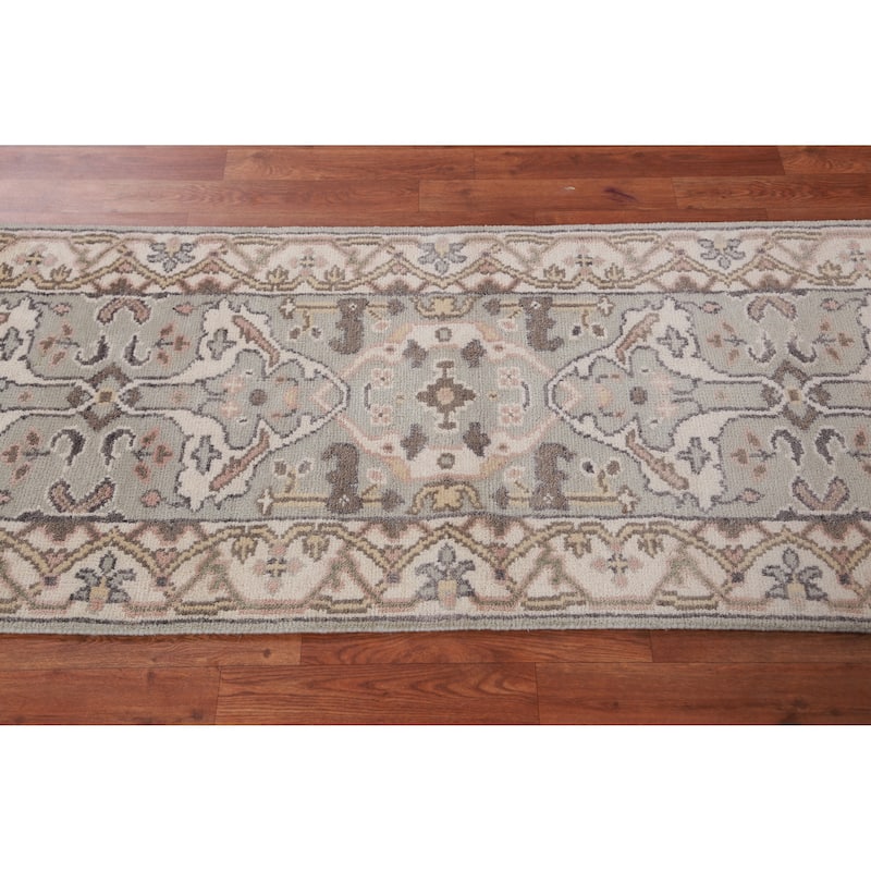 Transitional Oushak Runner Rug Hand-Knotted Wool Carpet - 2'5" x 8'1"