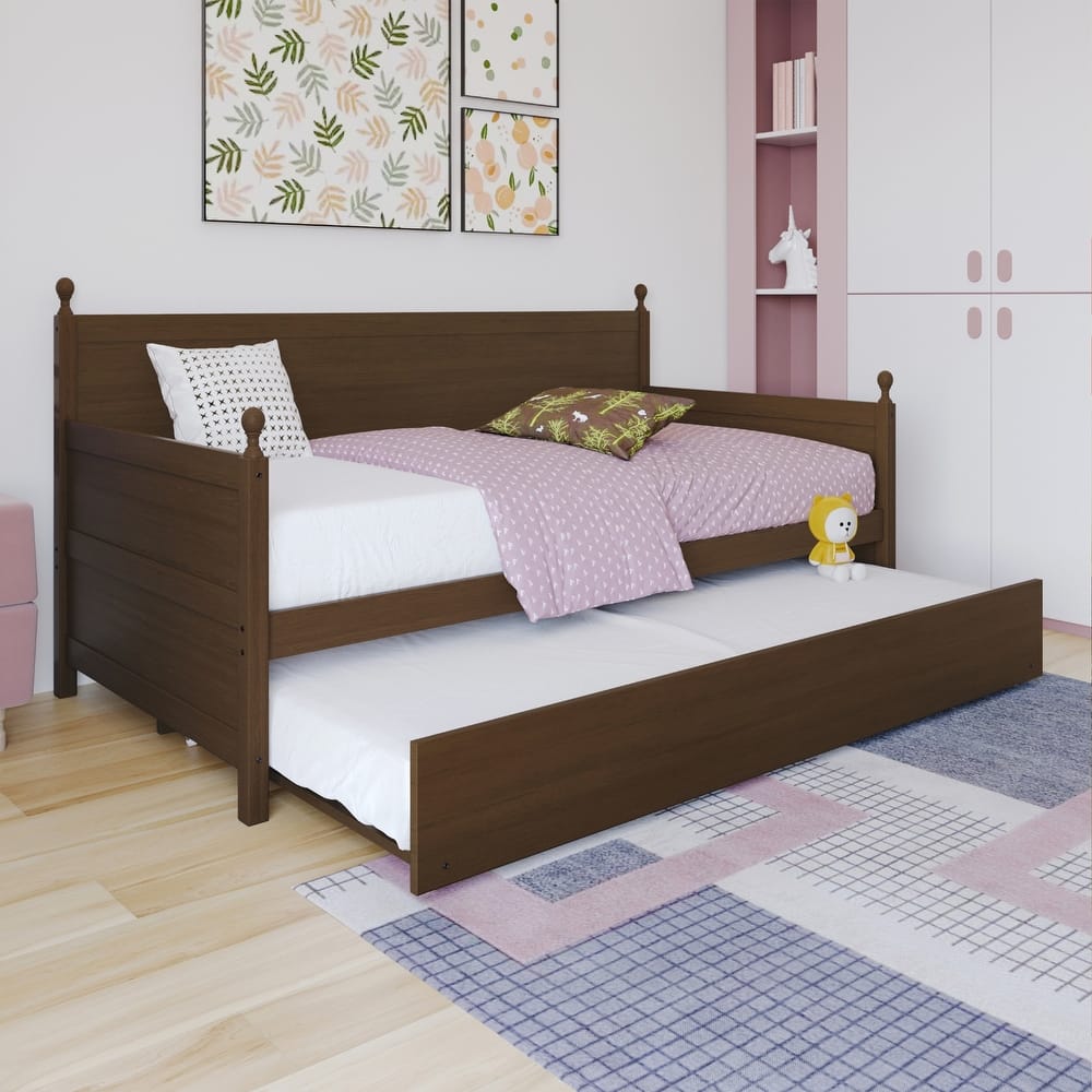 CraftPorch Mid-Century Modern Wooden Twin Size Daybed With Trundle
