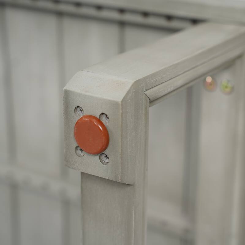 Roomfitters Outdoor Patio Coffee Table with Slatted Wood Design, Weather-Resistant Frame