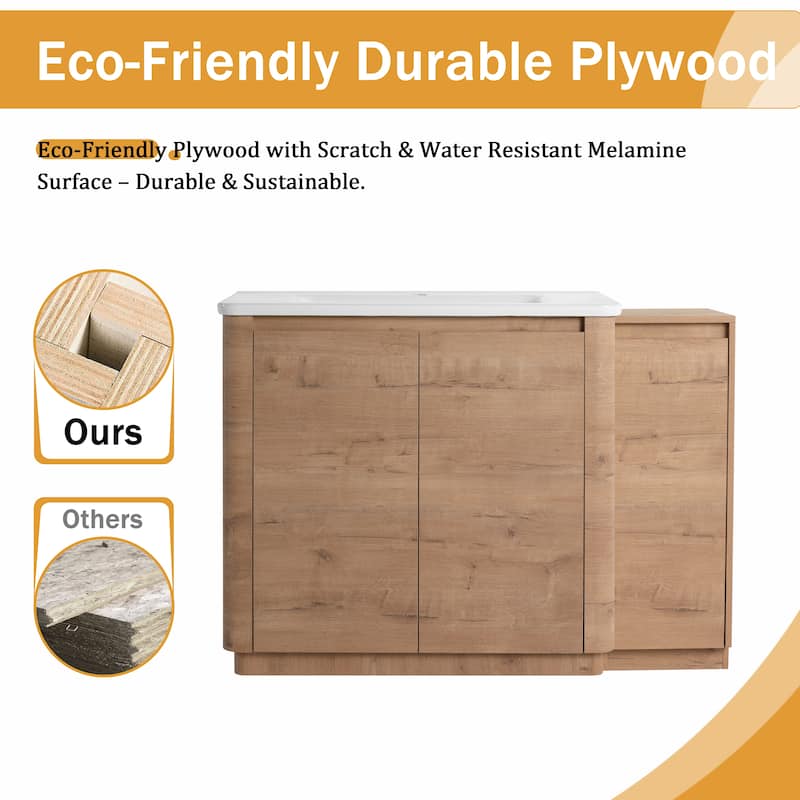 Malwee 36"/40"/48"/52"/60"/64"/84"/92" Bathroom Vanity with Sink, FreeStanding Bathroom Vanity with Door and Adjustable Shelf