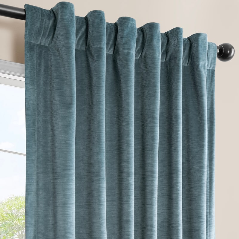 Exclusive Fabrics Ravello Burnout Velvet Curtains (1 Panel) Room Darkening Curtains For Bedroom & Living Room Curtains