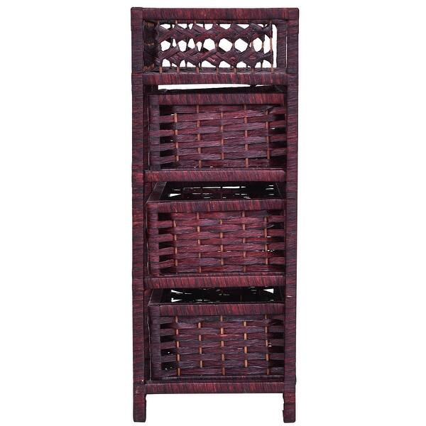 Shop Gymax Storage Chest Tower Shelf 3 Drawer Wicker Baskets