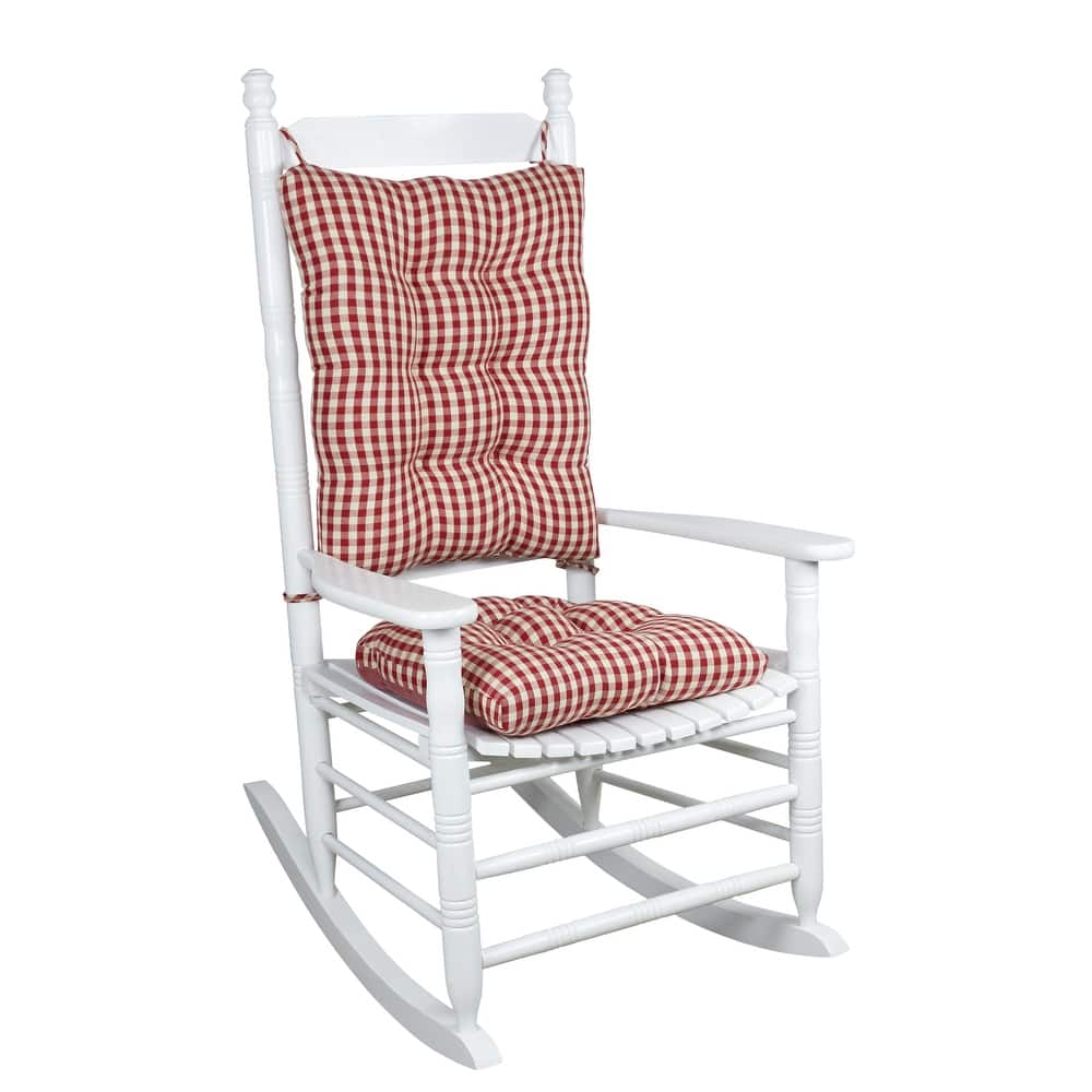 Gripper Gingham Rocking Chair Seat Cushion Set with Gripper Backing