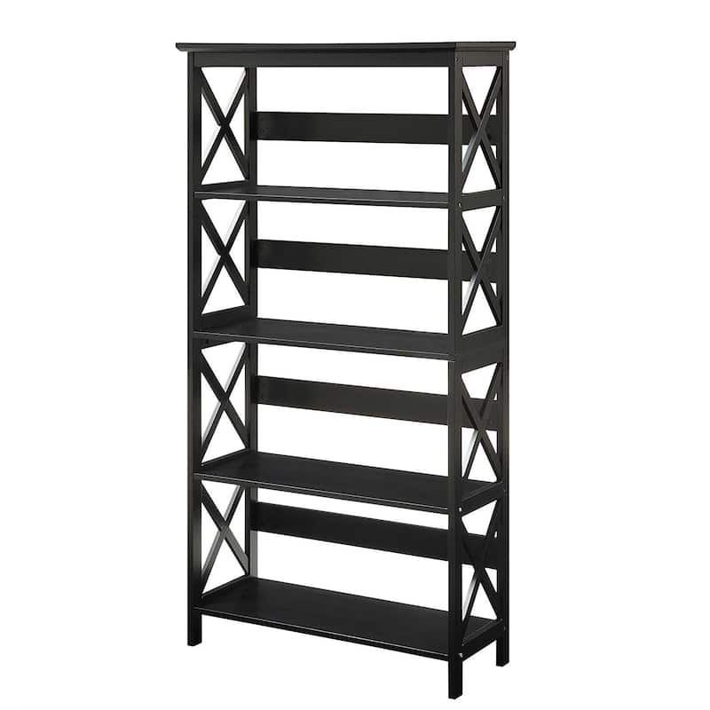 Glossy Black 5-Shelf Bookcase - 31.5 x 11.8 x 59.8 inches