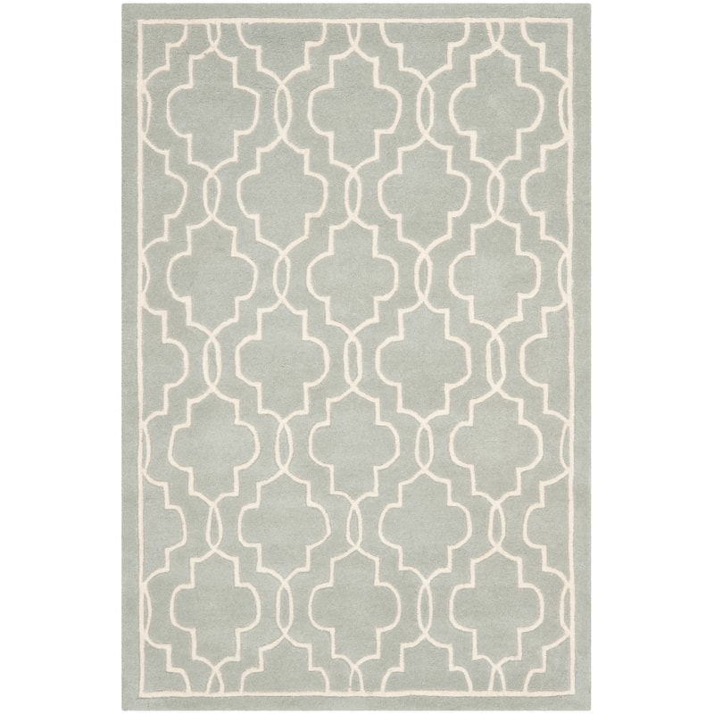 SAFAVIEH Handmade Chatham Nazzarena Modern Moroccan Wool Rug - 4' x 6' - Grey/Ivory