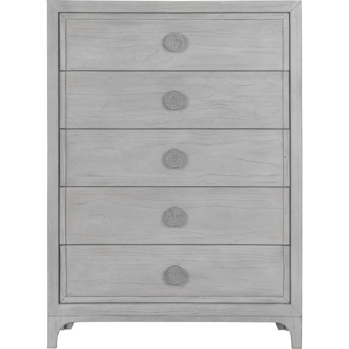 Boho Chic Five-Drawer Chest in Washed White (2024)