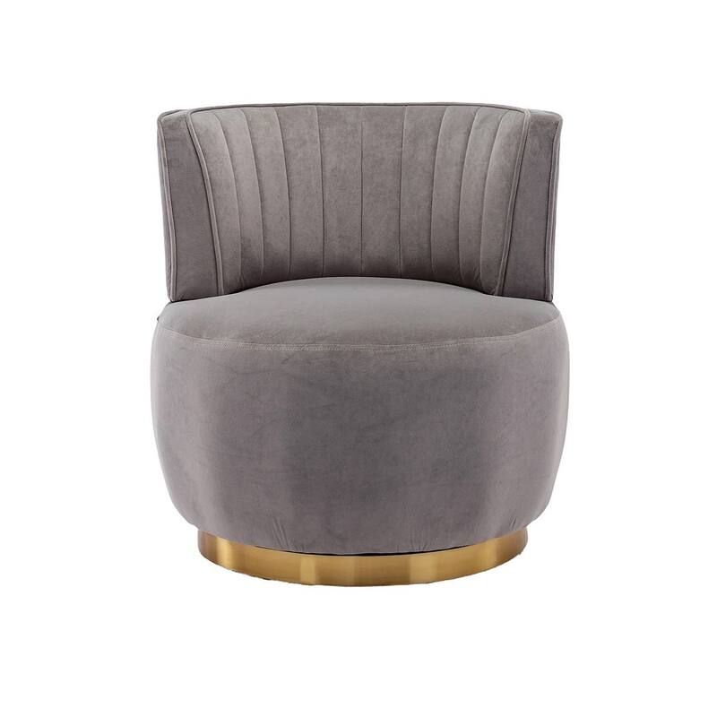 Modern Velvet 360 Degree Swivel Round Armrest Upholstered Accent Chair