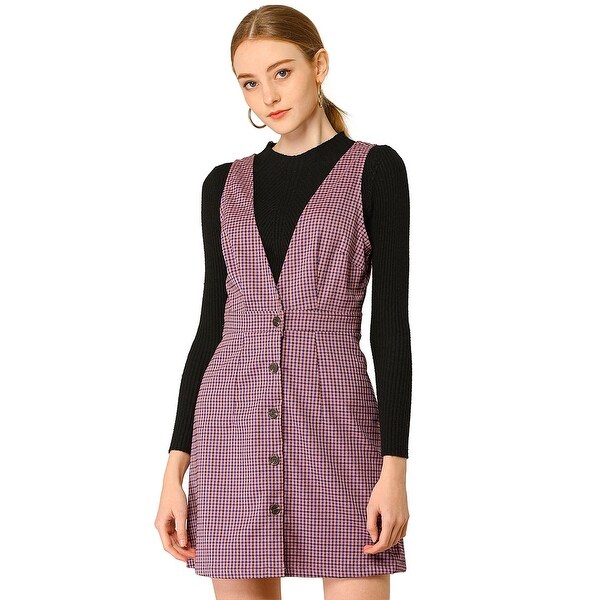 womens pink pinafore dress