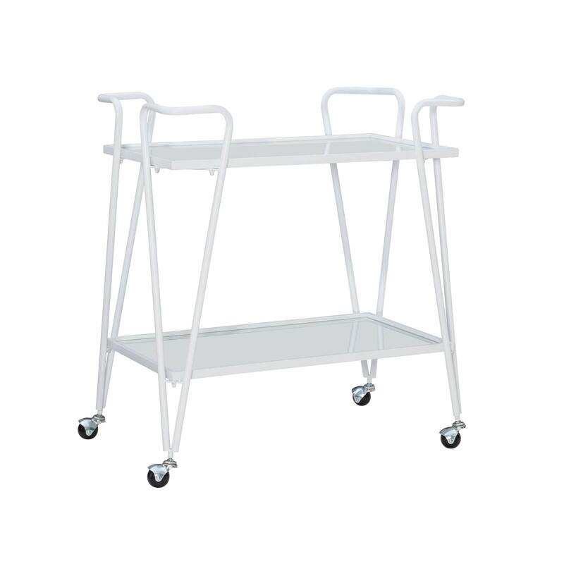 Rosa Mid-Century 2-Teir Rolling Metal Bar Cart