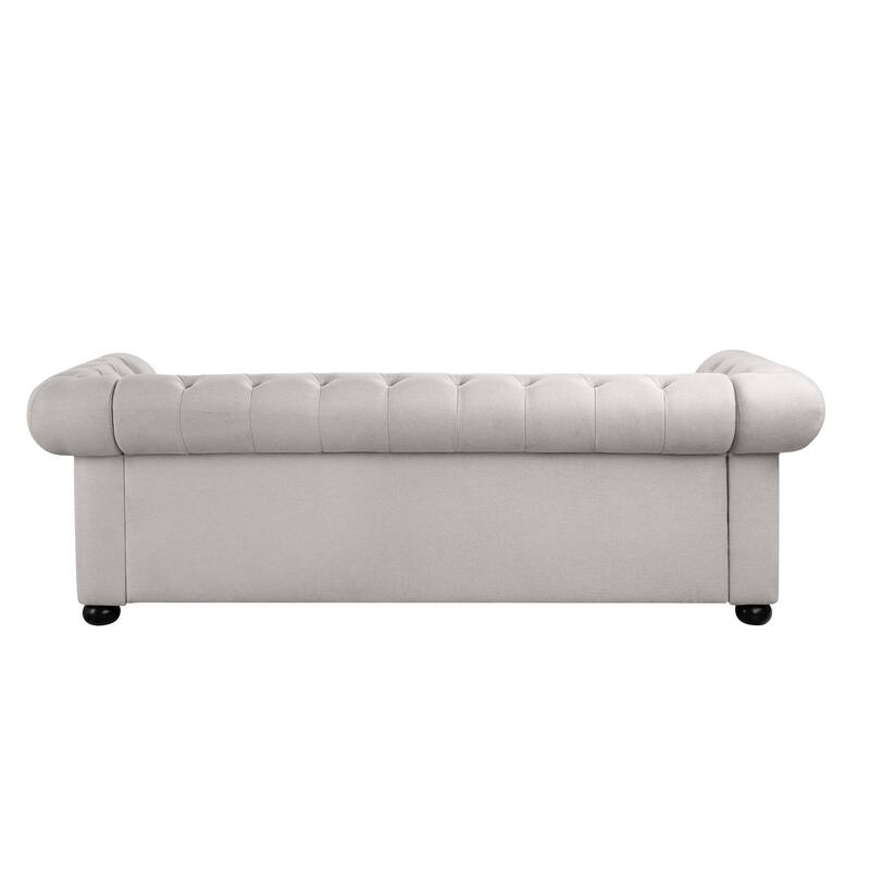 Corvus Aleksis Tufted Chesterfield 3-seater Sofa with Rolled Arms
