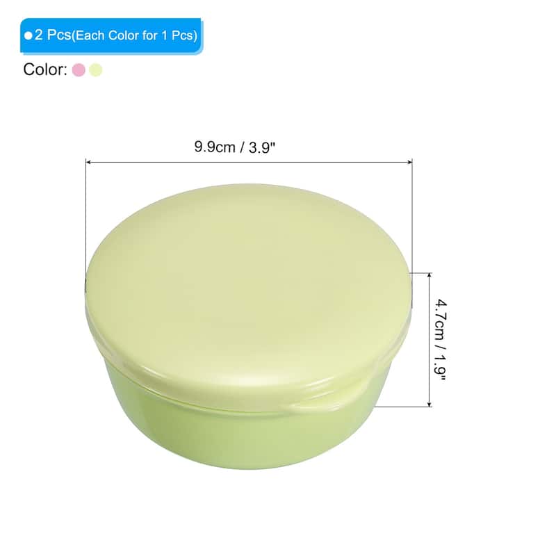 Travel Soap Container, 2 Pack Round Soap Holder Travel Case Box - Pink Green