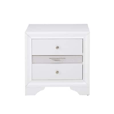 2 Drawers and 1 Jewelry Drawer Nightstand, White
