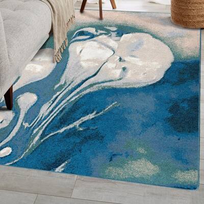 Jules + Cole Premium DuraFiber Nylon Abstract Jellyfish Indoor Rug