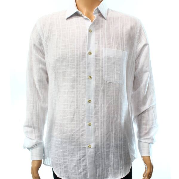 Shop Tasso Elba New White Mens Size Xl Textured Button Down Linen