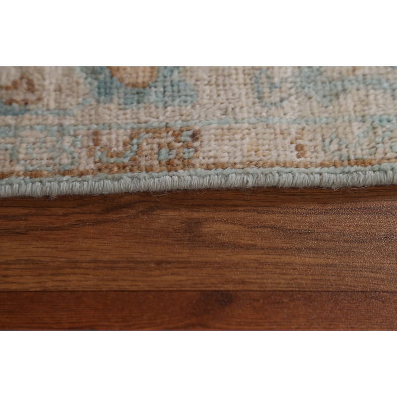 Geometric Oushak Turkish Oriental Wool Rug Hand-knotted Bedroom Carpet - 3'0" x 3'10"