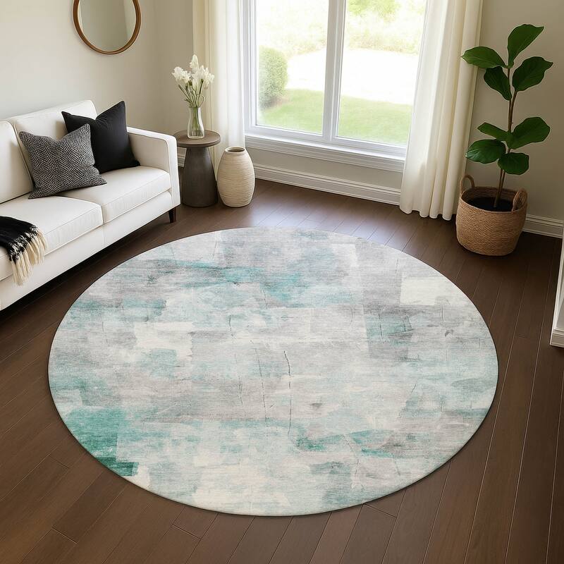 Premium Washable Super Soft Chic Modern Mayfield Rug - Teal - 8' x 8'