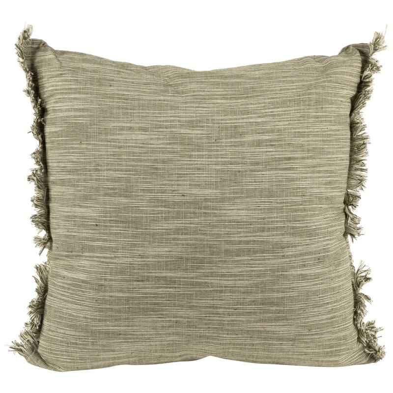 Square Throw Pillow with Fringe - 15" - Sage Green