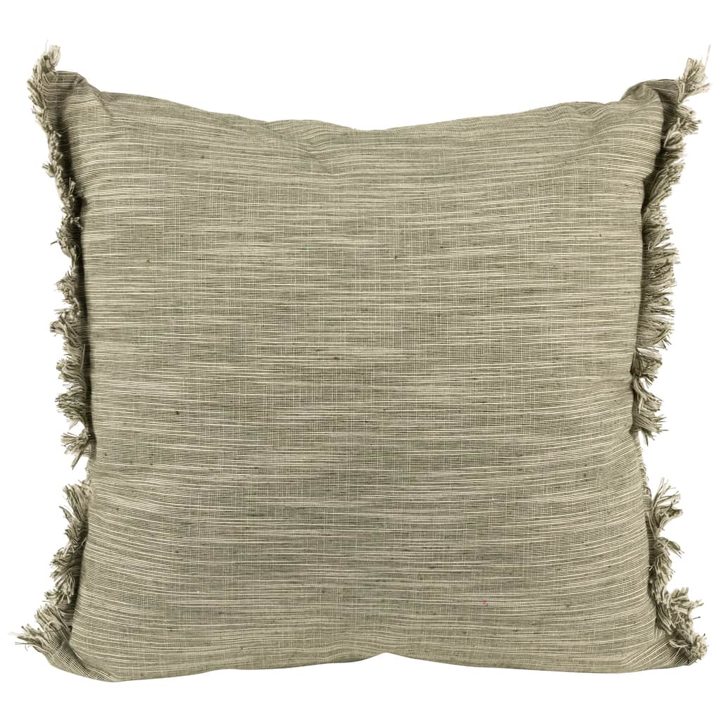 Square Throw Pillow with Fringe - 15" - Sage Green