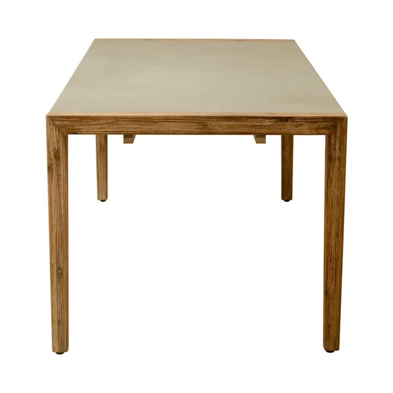 HomeRoots 79" Gray and Natural Faux Concrete and Solid Wood Dining Table - 79.00 in. x 29.50 in. x 36.00 in.