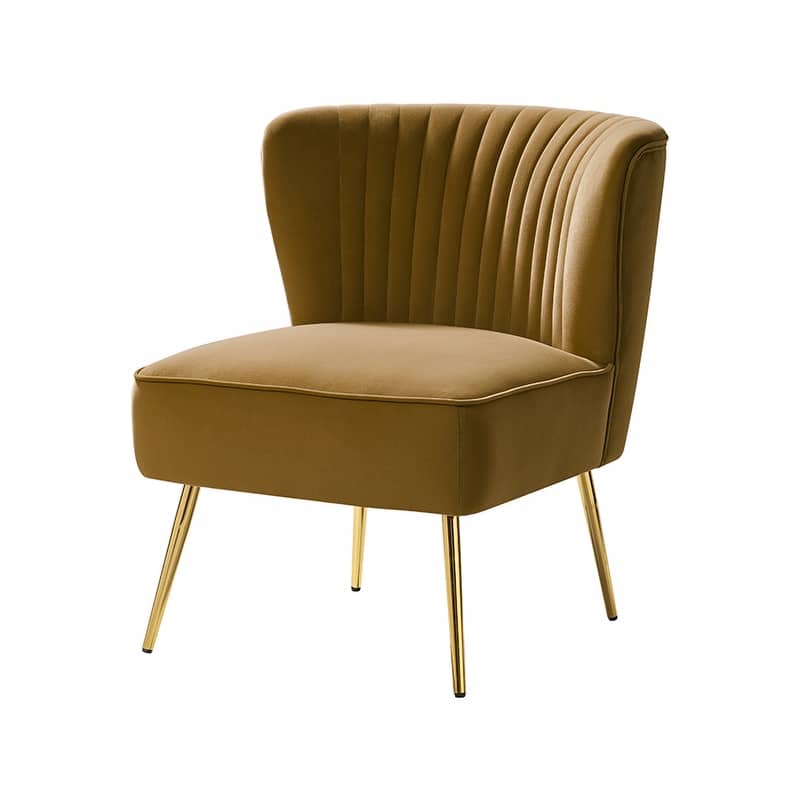 Monica 22''W Upholstered Modern Tufted Accent Side Chair with Gold Legs by HULALA HOME