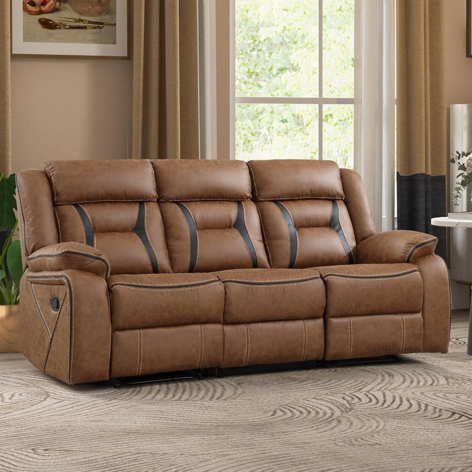Faux Leather Manual Recliner Chair, Single Reclining Sofa Chair with Comfortable Armrest and Backrest, Furniture for Living Room