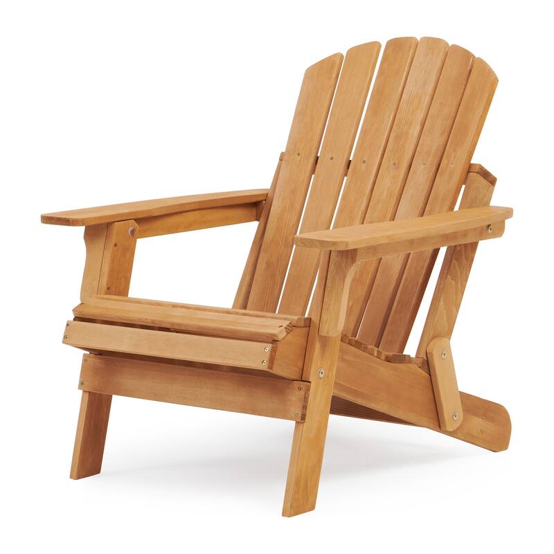 Wooden Outdoor Folding Adirondack Chair Wood Lounge Patio Chair, Set of 2.