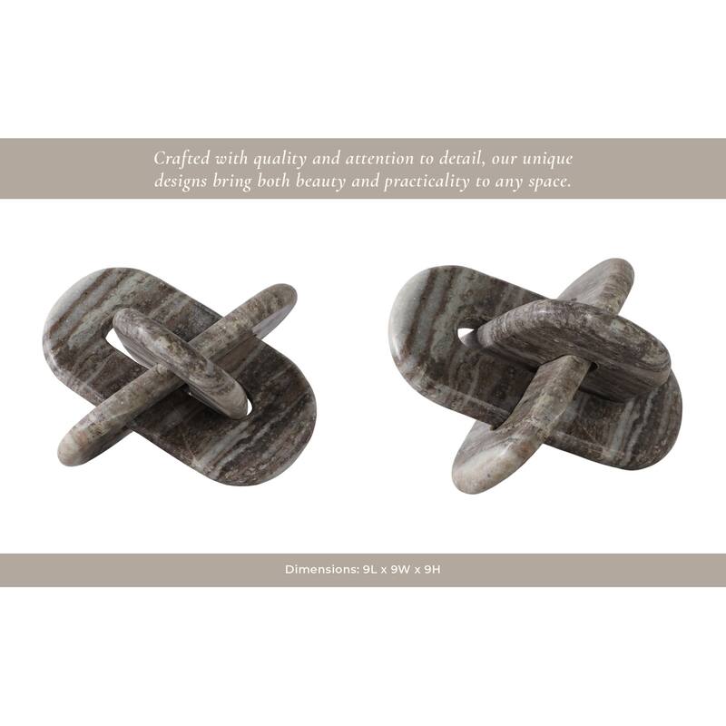Stone and Marble Decorative Object with Rounded Interlocking Design - 9" x 9" x 9"