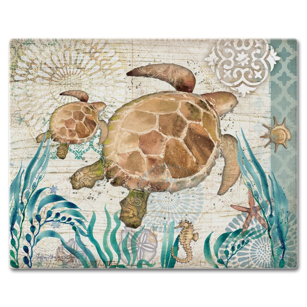 Counter Art Glass Cutting Board / Counter Saver 12"x15", Monterey Bay - 12"x15"