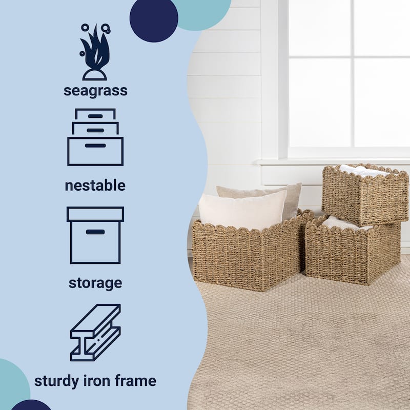 Arden Cottage Rectangular Organizing Storage Baskets (Set 3)