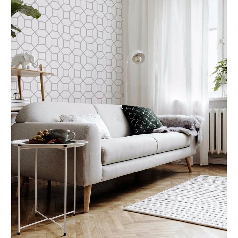 Arthouse Marjorie Silver Trellis Wallpaper