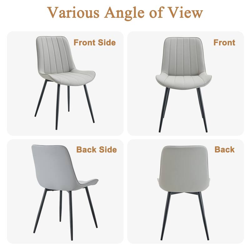 PU Leather Upholstered Solid Back Dining Chair Set of 4