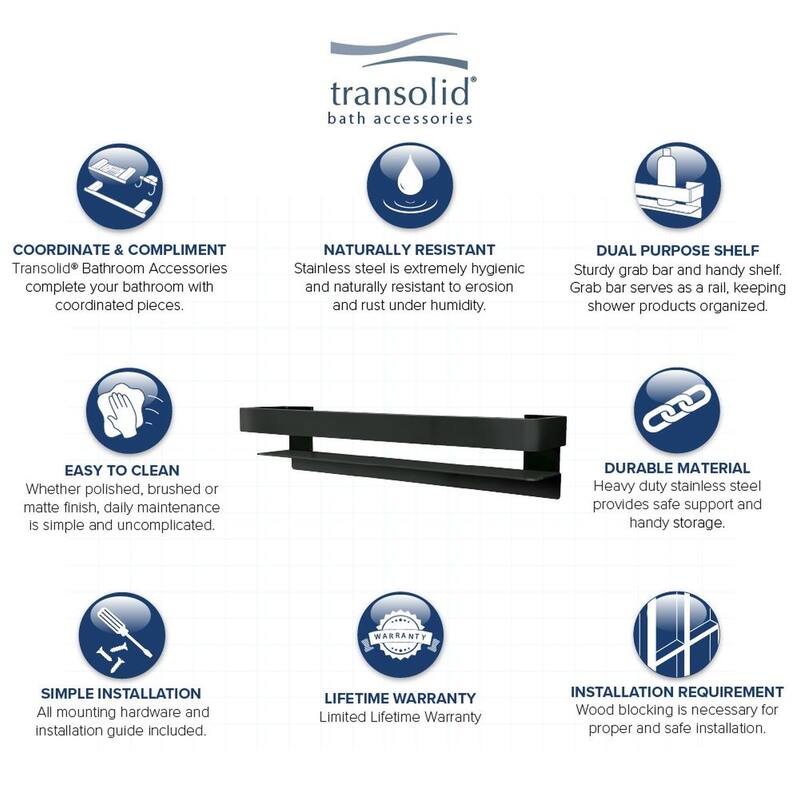 Transolid JGBS20 Jocelyn 20-in Grab Bar Shelf - 20x4x3