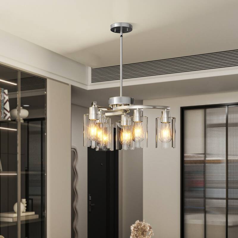 6-Light Chandeliers for Dining Room, Modern Kitchen Island Light Fixtures Over Table, Metal Hanging Pendant Lighting
